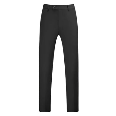 Men's black business casual pants on a white background